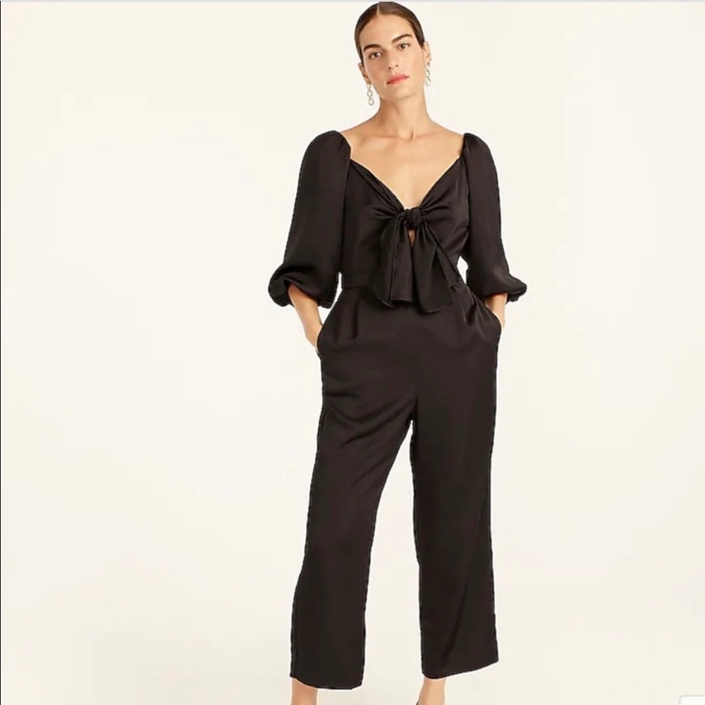 J.crew Tie-front jumpsuit in satin-back crepe